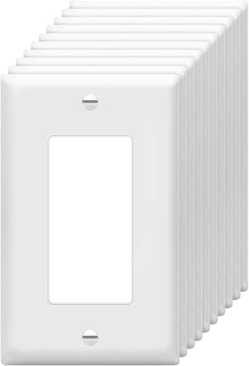 ZEFTV Decorator Wall Plates 1-Gang Switch Outlet Electrical Cover Plate Unbreakable Thermoplastic Faceplate for Light Receptacle Outlet Switch, White (10 Pack) - Image 1